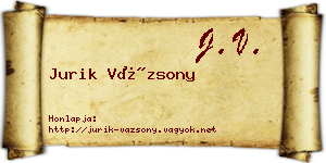 Jurik Vázsony névjegykártya